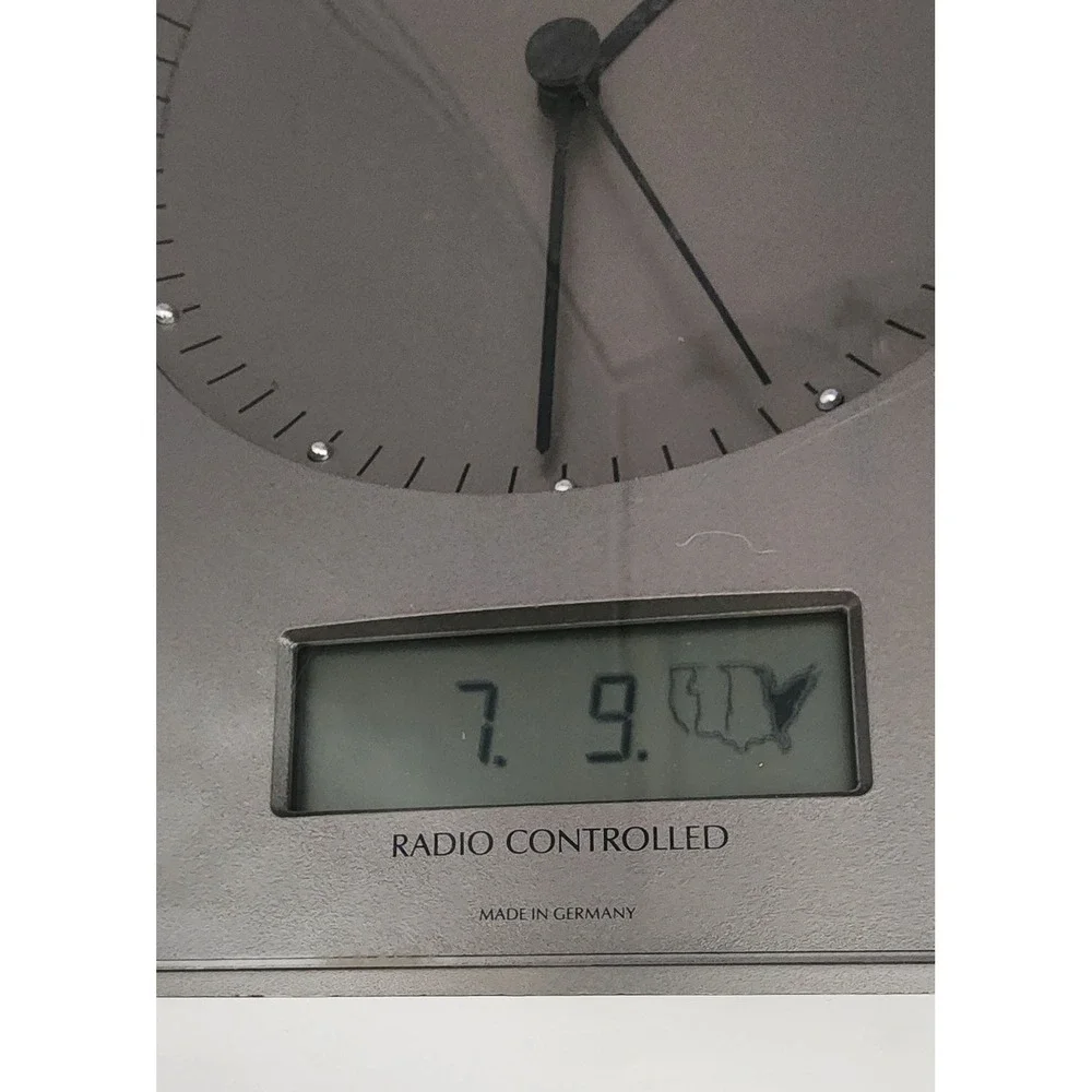 Junghans Mega Radio Controlled Desk Clock Silver German Modernist 308/0100